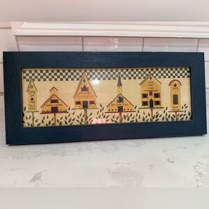 Vintage Beth Yarbrough Birdhouse Print 1997 Farmhouse Wall Decor